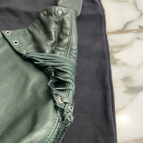 Horse and Nail handbag green silver and brown leather hobo style - Picture 8 of 15